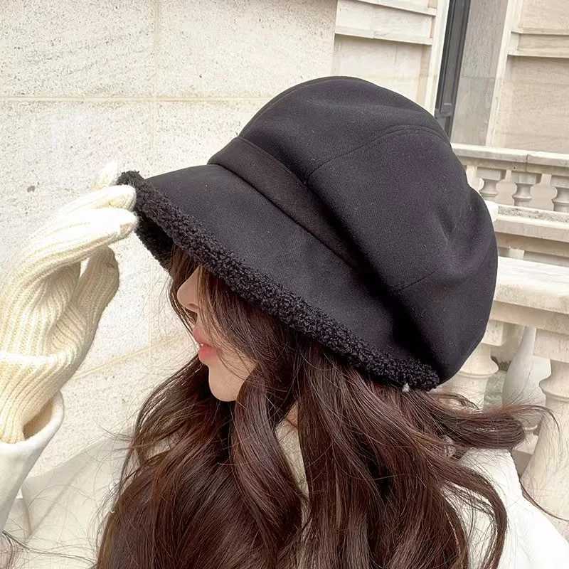 Wens Thick Fisherman Hat Thick Velvet Warm Hat Large Brim For Winter Warmth And Anti Separation Ear ProtectionW251023