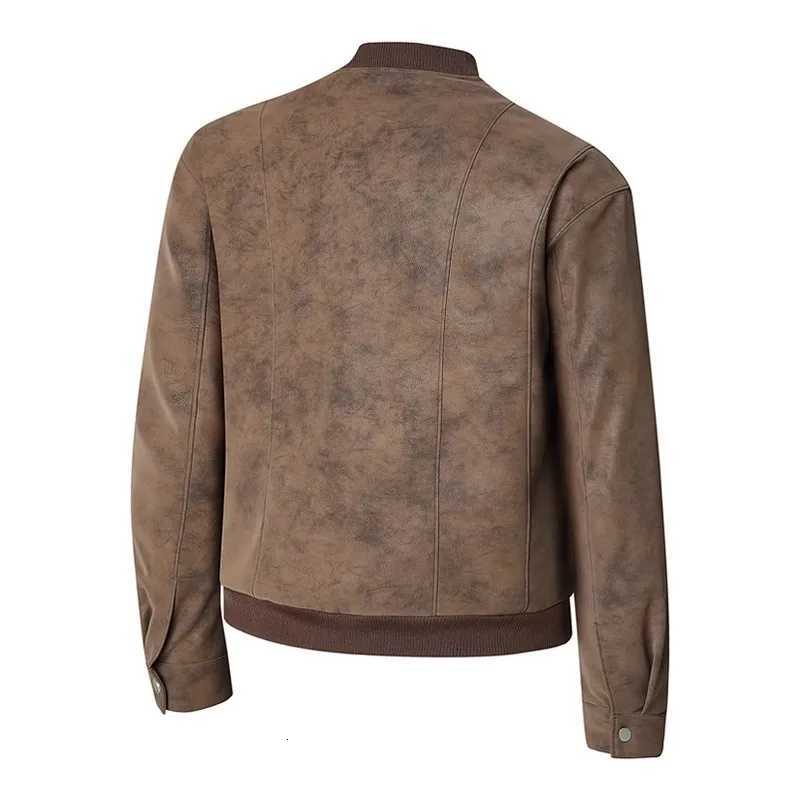 Spring Autumn Casual Leather Jackets Men High Quality Stand Collar Moto Biker PU Outerwear Mens Fashion Leather Coats Plus Size W251023