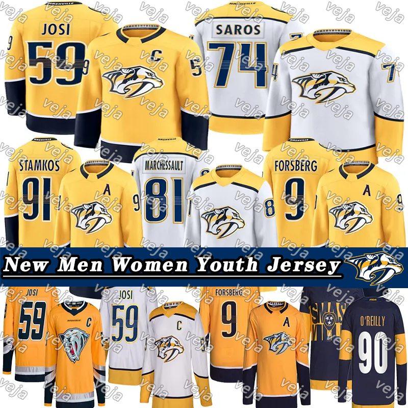 #91 Steven Stamkos nashville hockey jersey predator jersey #59 Roman Josi Ryan O'Reilly Filip Forsberg Juuse Saros Skjei Matthew Wood Jonathan Marchessault jersey