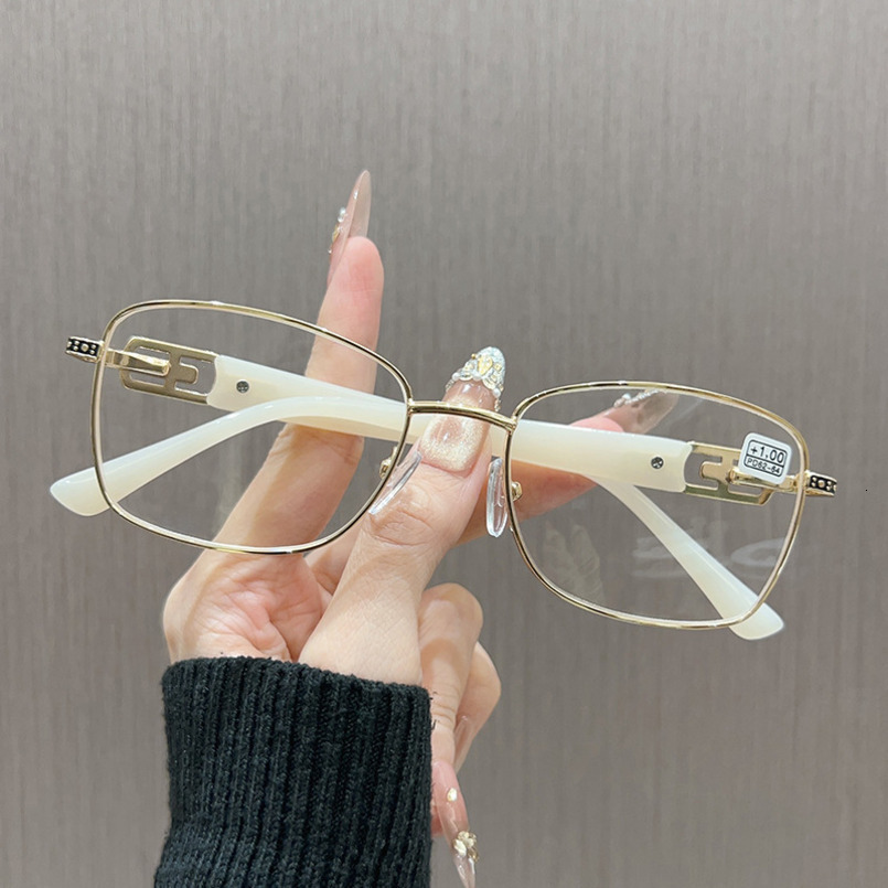 Metal Gold Frame Glasses Students, Suitable for Round Faces, Slimming Effect, Mesh Style, Can Be Paired with Prescription Lenses