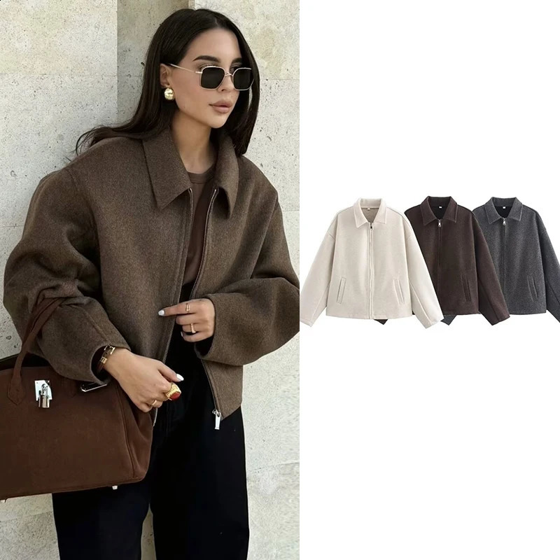 Autumn Jackets 2025 Coats Chic Loose Lapel Warm Street Womens Simple Casual Joker Youth Outerwear 251018