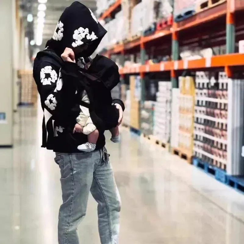 Floral Hoodie & Sweatpants Set For Men - American Style Cotton Blend Full Designer Hoodie Jacket Tracksuit Men Polo Veste Coat Sleeve Tracksuit N01t#