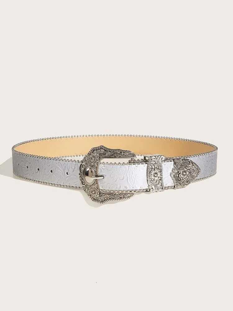 Western PU Leather Belt Western Cowboy Women Cowgirl Unisex Waist Belt with Metal Engraved BuckleXJ251023