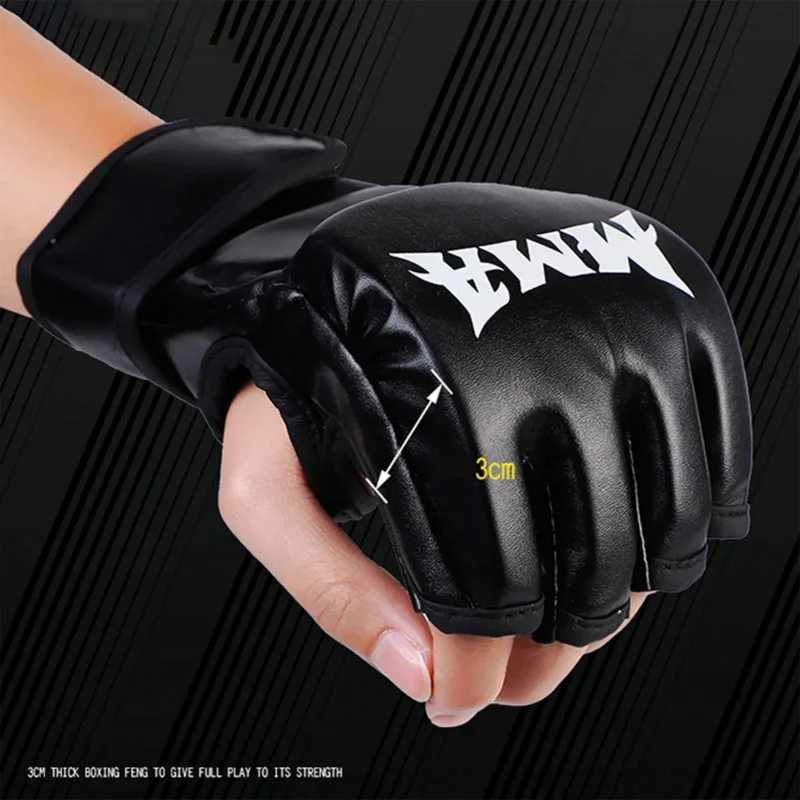 Half Finger PU Leather Boxing Training Gloves Free Fight Kick MMA Fighting Muay Thai Sports Sanda Glove Professional Equipment Y251023
