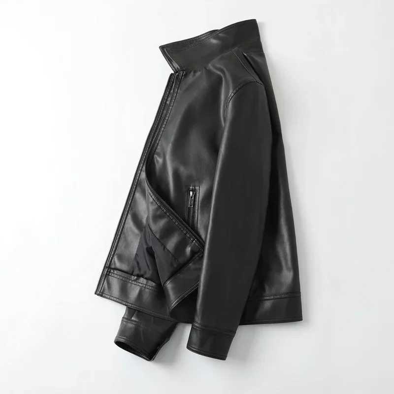 Men Bomber Leather Jacket 2024 New Antiwind Lapel Solid Casual Slim Fit Jacket Coats Motorcycle PU Leather Jacket Fashion W251023