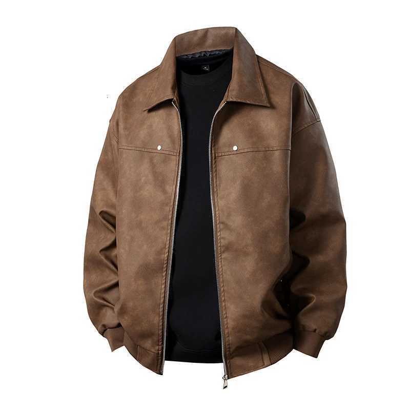 Men Fashion Trend Autumn Winter Outdoor Highquality Imitation Leather Jacket Comfortable Stand Up Collar Handsome Leather Jacket W251023