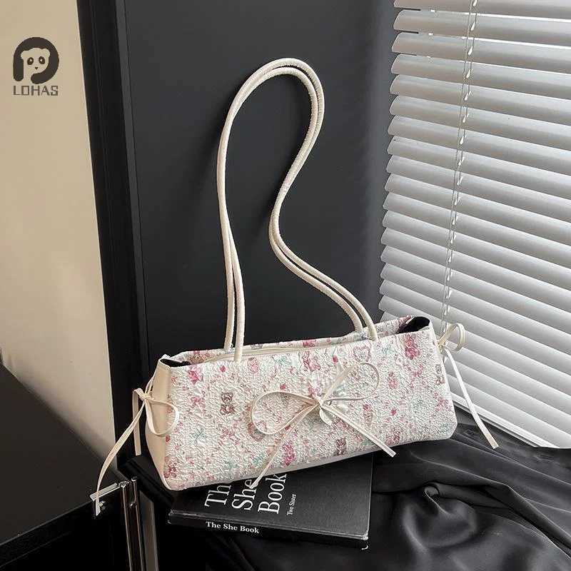 Fashion Sweet Bow Shoulder Bag Cartoon Print Underarm Bag Female Tote Bag Versatile Large Capacity Commuter Handbag Holiday GiftL251023