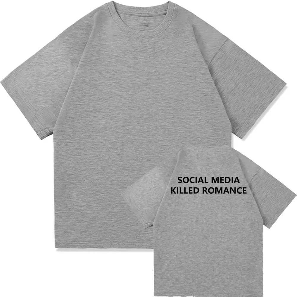 Social Media Killed Romance Letter Print TShirt T Shirt Men Aesthetic Valentines Unisex High Quality Couple Cotton Tees ShirtsXJ251023