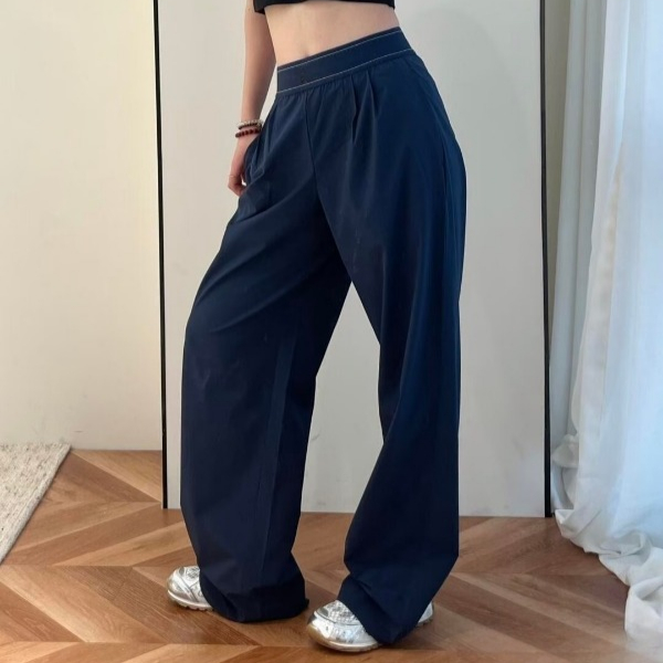 Designer Navy Blue Sweatpants Women Elastic Waist Loose Sports Fitness Casual Pants Breathable Quick Drying Black Yoga Pants Women Sporty Pants in High Fashion