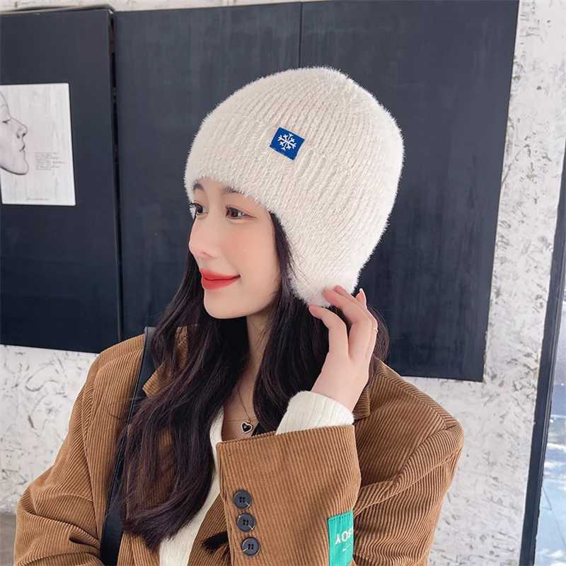Winter Wen Earflap s Snowe knitted hats Ear protection hats Adt Ladies casual mohair beanie GorrosW251023