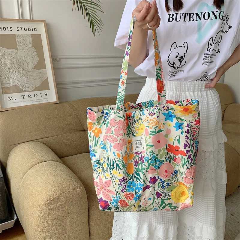 Youda New Style Fashion Vintage Floral Canvas Shoulder Bag for Women Simple Handbag Large Casual Capacity Shopper Tote BagsL251023