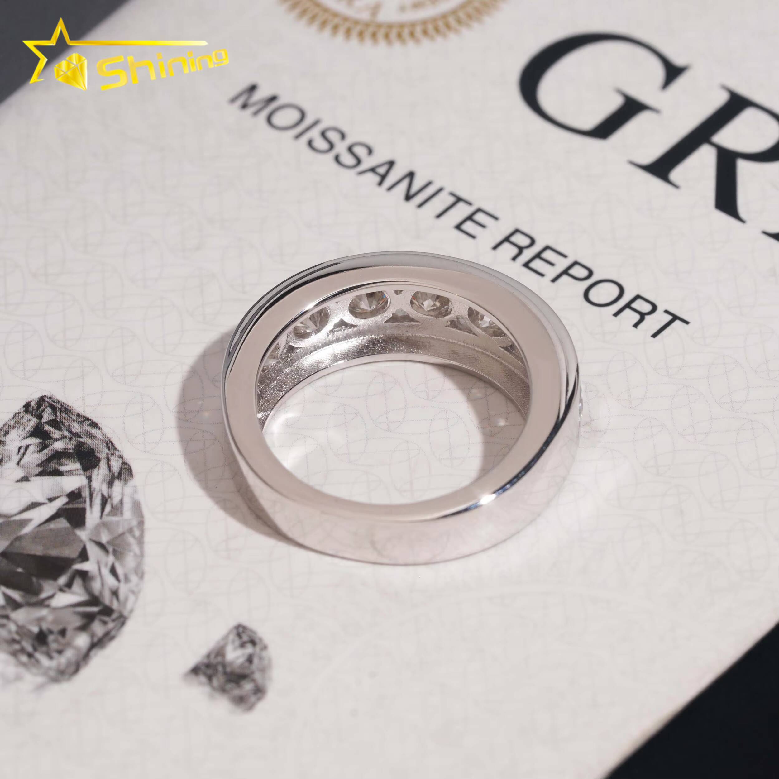 New Design GRA Certificate High Quality 925 Silver Fine Jewelry Hip Hop Eternity Ring Moissanite Mens Iced Out Ring