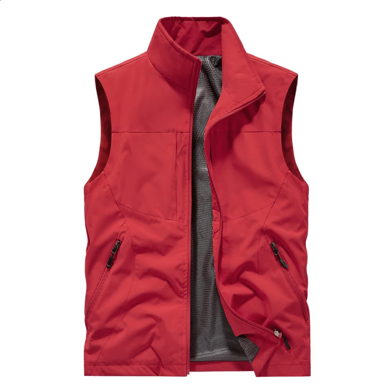 AutumnWinter Mens Vest High Quality Fashion Stand Up Collar Comfortable Trendy Shoulder Multi Pocket Coat for Men 251023