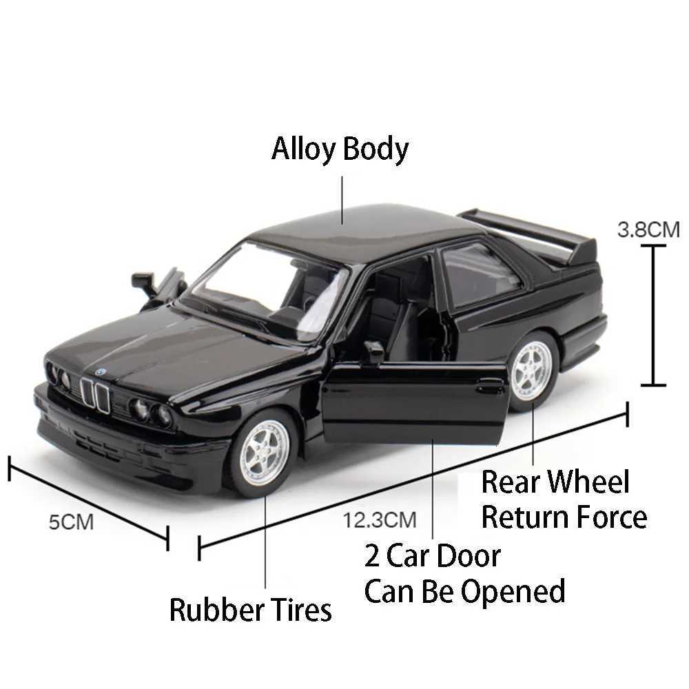 136 Model Car BMW M4 CSL M3 1987 Miniature Cars Alloy Diecast Doors Opened Pull Back Rubber Tires Ornament Toys for Kids GiftsT251023