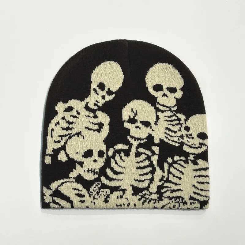 1pc Y2k Warm Beanie CapStreet Skull Skeleton Beanie Winter OutfitSuitable for HalloweenChristmaOutdoor SportsSkiing CyclingXJ251023