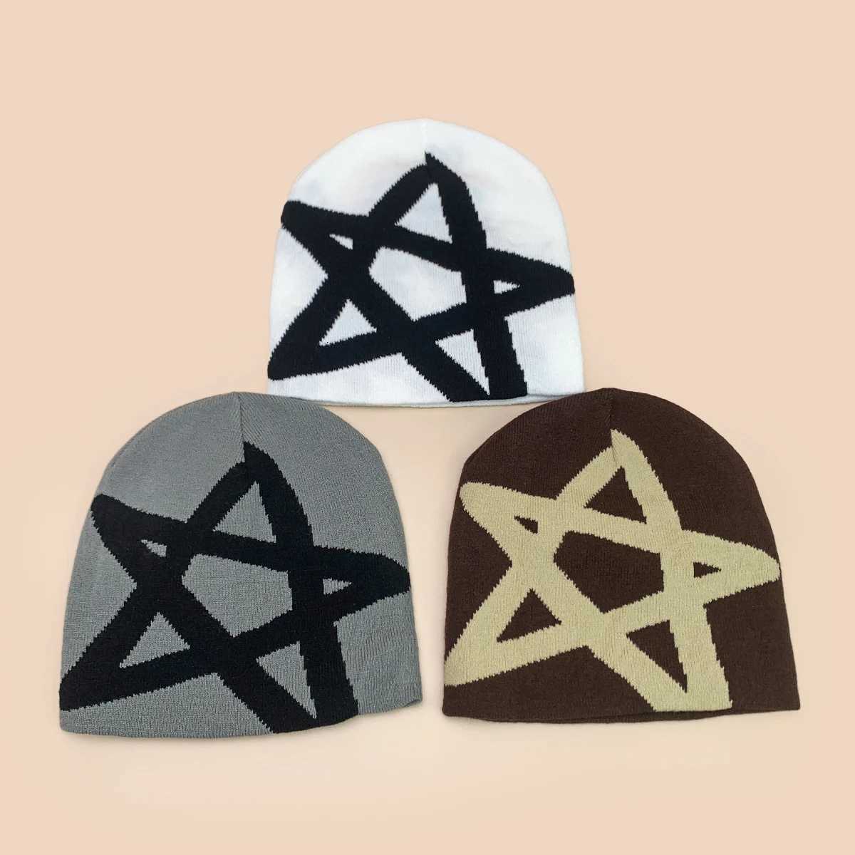 Star Hip Hop Personal Knitted Hats Man and Woman New Simple Versatile Streetwear Fashion Color Block Warm Niche Skate BeaniesXJ251023