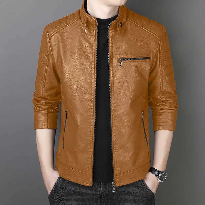 Mens new motorcycle leather jacket zipper slim new fashion men PU leather suede casual coat Coat Leather jacket W251023