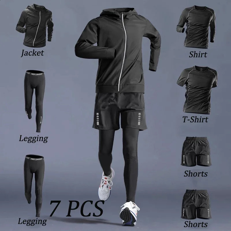 Autumn 57 PCS Sports Suit Mens Running Training Wear Fitness Outwear Quick Dry Clothes Morning Cycling Clothing Sportswear Men 251023