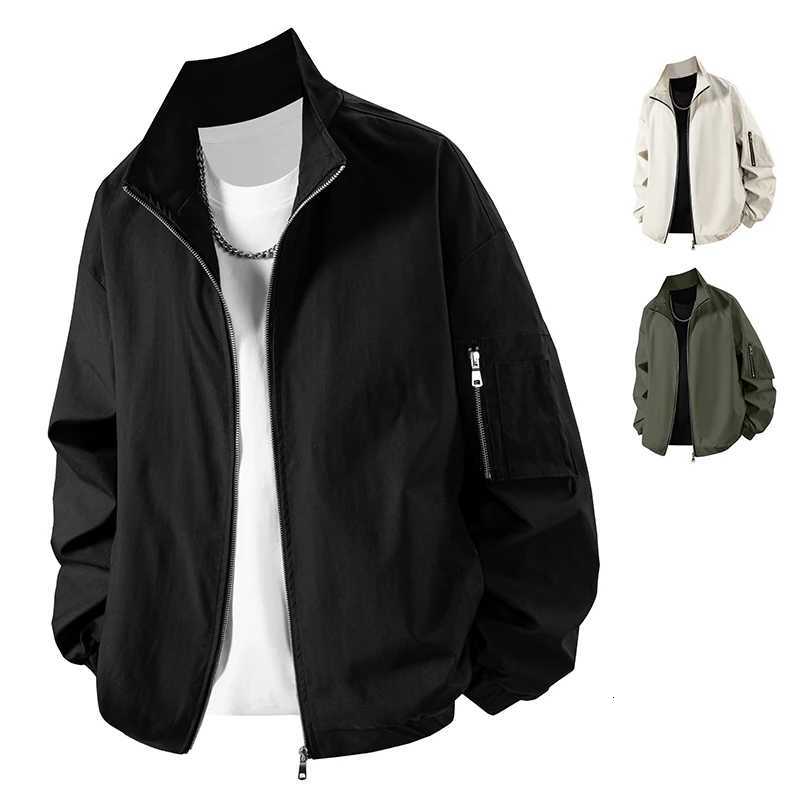 Fashion Solid Color Mens Assault Jacket 2025 Business Autumn Spring Standing Collar Jacket Casual Solid Color Coat W251023