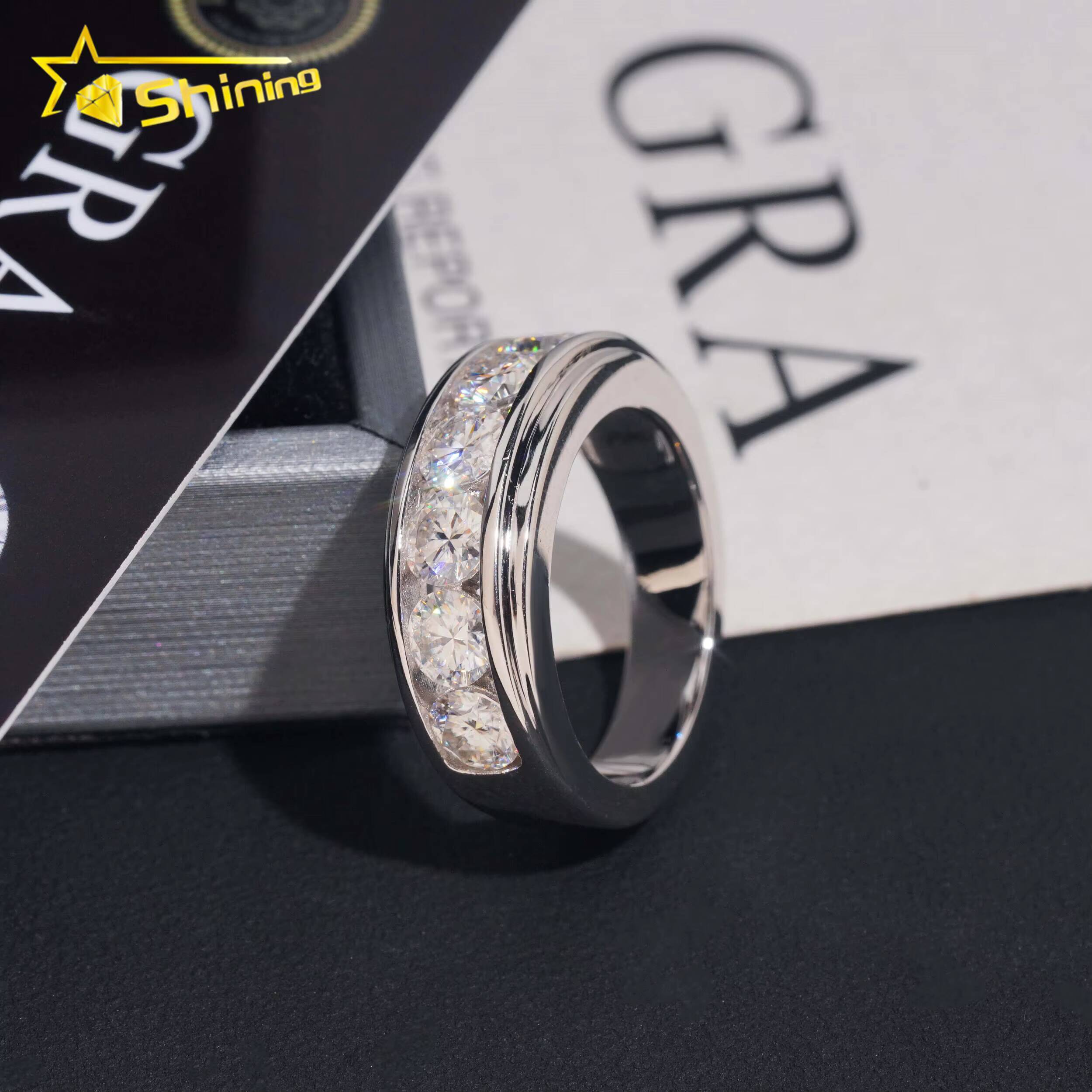 New Design GRA Certificate High Quality 925 Silver Fine Jewelry Hip Hop Eternity Ring Moissanite Mens Iced Out Ring