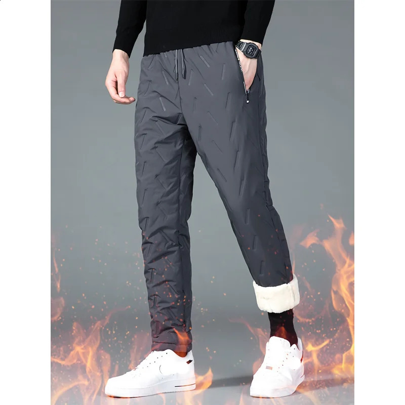 Mens Pants Black Large Size Lamb Velvet Casual Long Autumn Winter Plus Thickened Outside Windproof Warm 251023