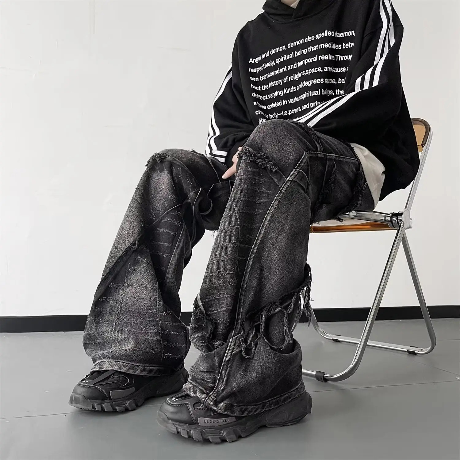 Mens Baggy Jeans Stacked Mid Rise 251018