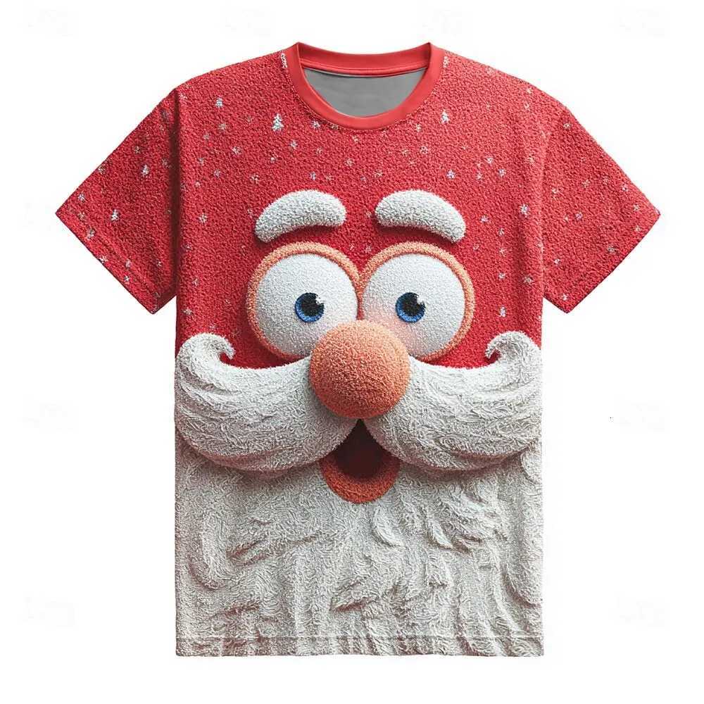 3D Print Santa Clause Short Sleeve TShirt Creative Novelty Christmas Elements Crew Neck Pullover Mens Loose Breathable ClothesXJ251023