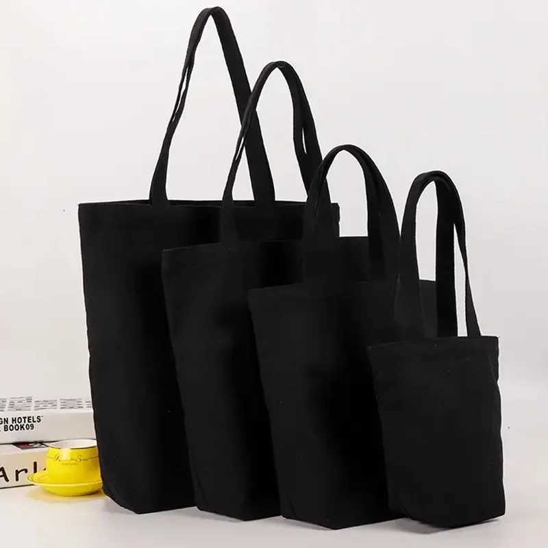 ISKYBOB Canvas Tote Cotton Bag Black Shopping Bag Reticule Cosmetic Bag Student Shoulder Bag Cosmetic Bag Canvas Belt PocketL251023