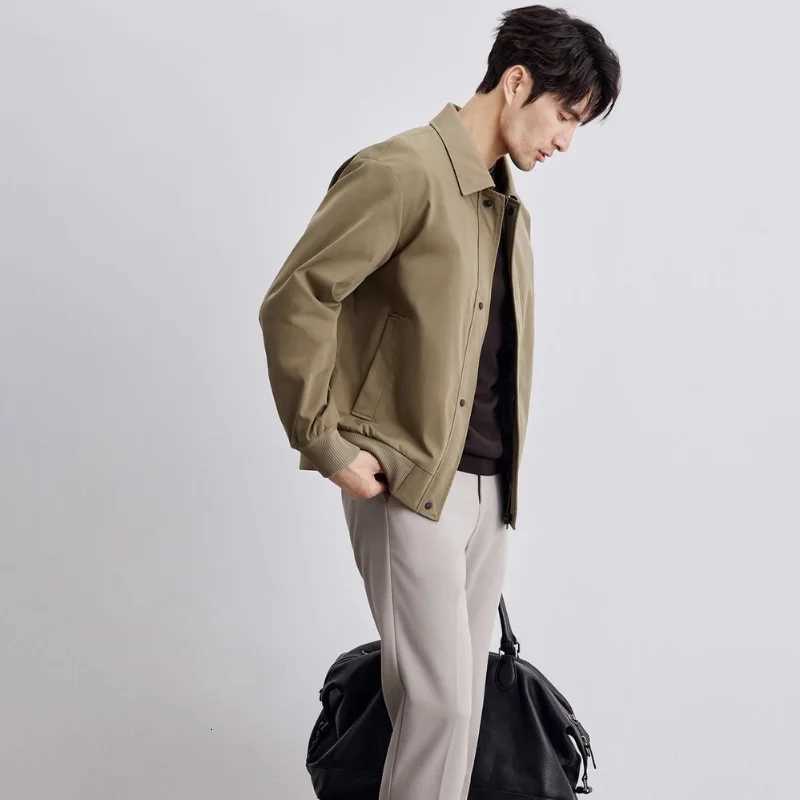 Spring and Autumn New Mens Trendy Lapel Solid Color Allmatch Loose Casual Top Jacket W251023