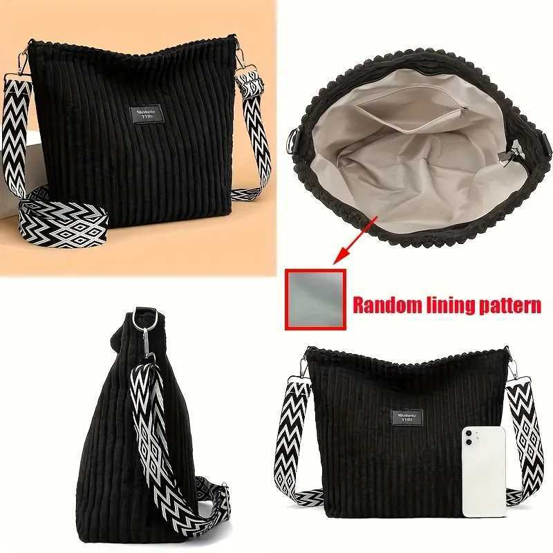 Womens Corduroy Shoulder Bags Large Capacity Solid Color Handbags Daily Commuting Crossbody BagsL251023