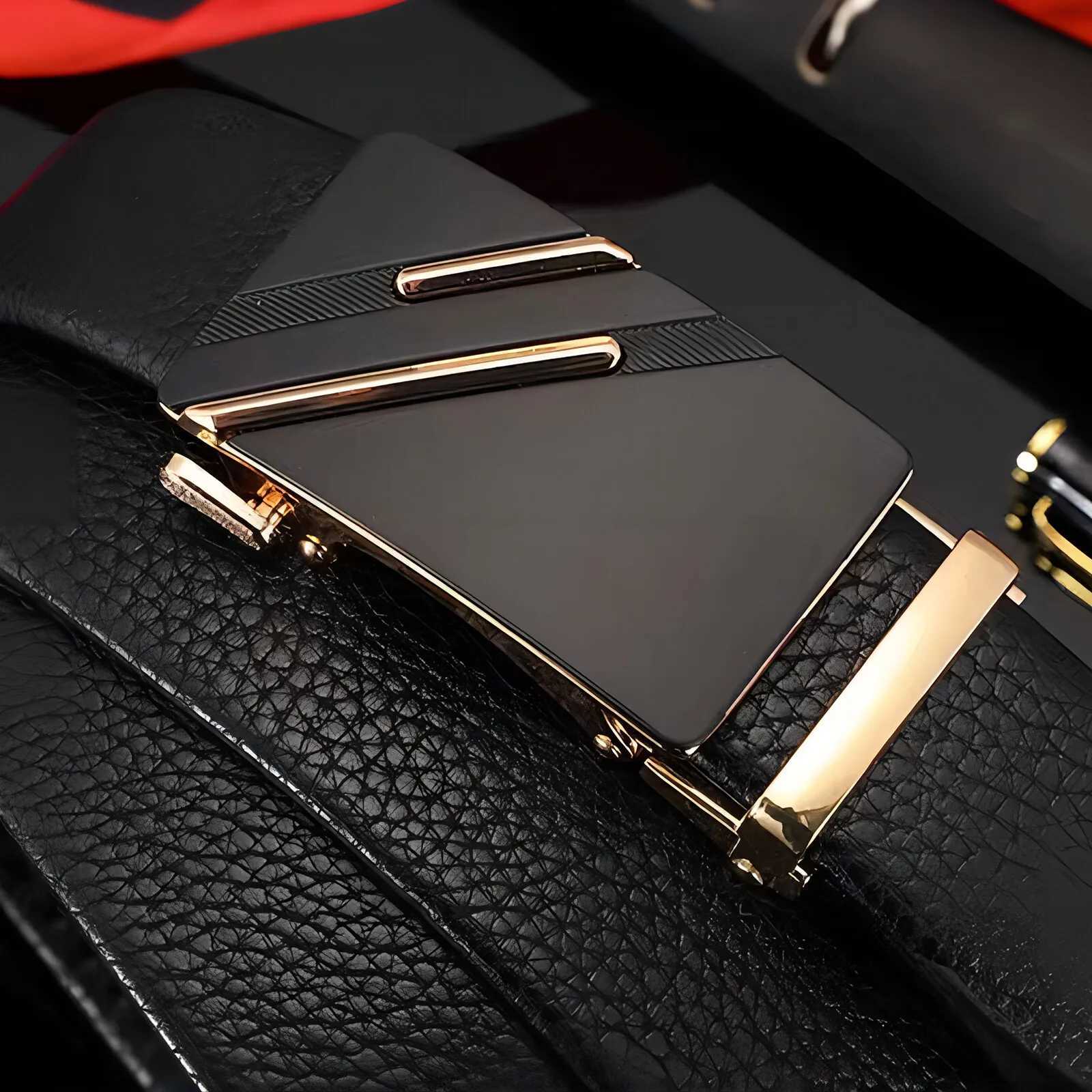 1pc Mens Belt Leather Belt Metal Automatic Buckle Brand Luxury Business Fashion Design Waist Belt for Men Strap Male Jeans BeltXJ251023
