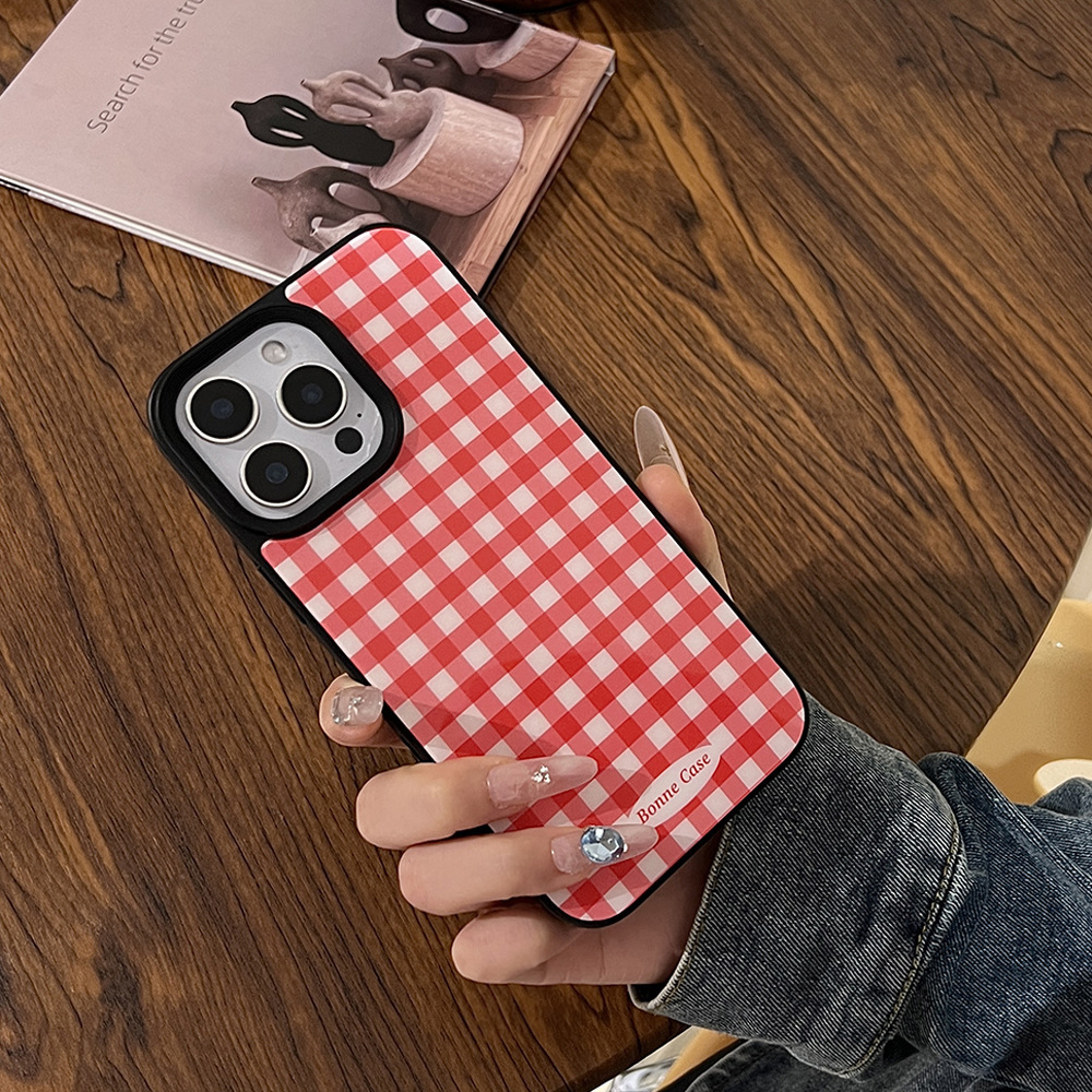 Gingham Fruit Stand, Compatible with Apple iPhone 17 Pro Max / Plaid, Checkered, Unique, Cute, Trendy Phone Case - Protective Black Bumper