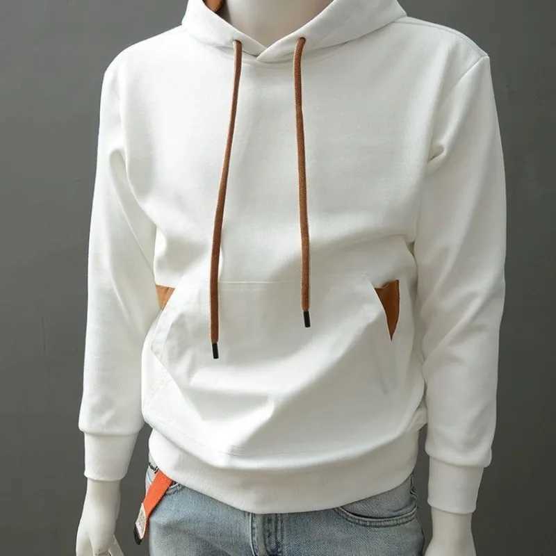 Male Hoodie Fleeced Pocket Contrasting Colors Cotton Mens Hooded Sweatshirt Autumn Harajuku Fashion Overfit Y2k Vintage New InT251023