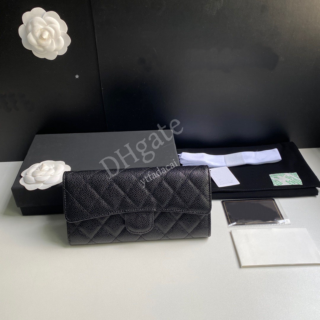 10A Mirror Quality Designer CC Wallet Sheepskin Caviar Genuine Leather Wallet Women's Handheld Wallet with Box C053