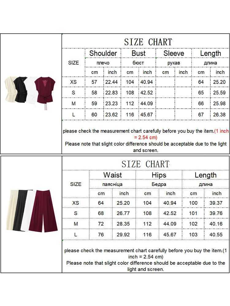 TFMLN Fashion Womens Trouser Suits Sleeveless VNeck Top With Belt Straight Pants Sets 2025 Spring Summer Commuter 2 Piece SetT251022