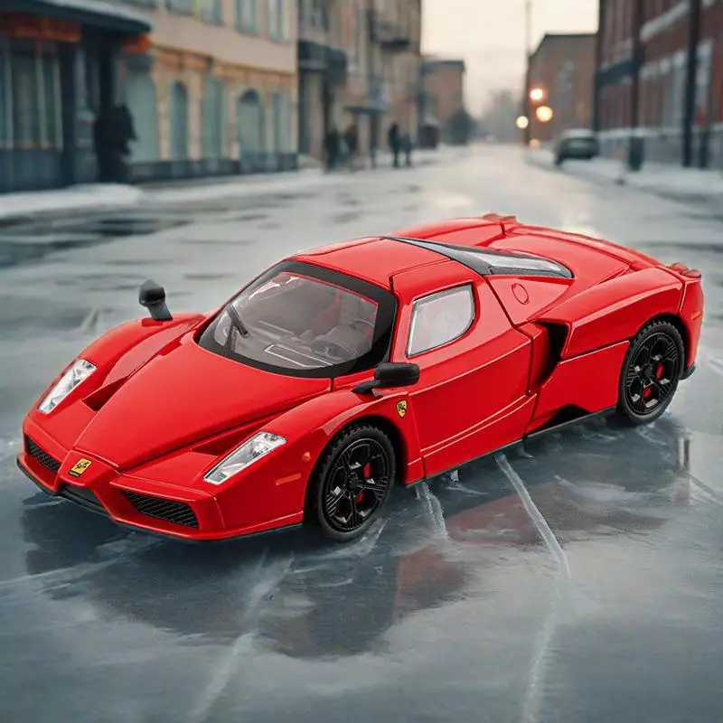 132 Enzo Simulation Toy Car Model DieCast Vehicles Metal Cars Decoration Pull Back Sound And Light Boy Education GiftT251023