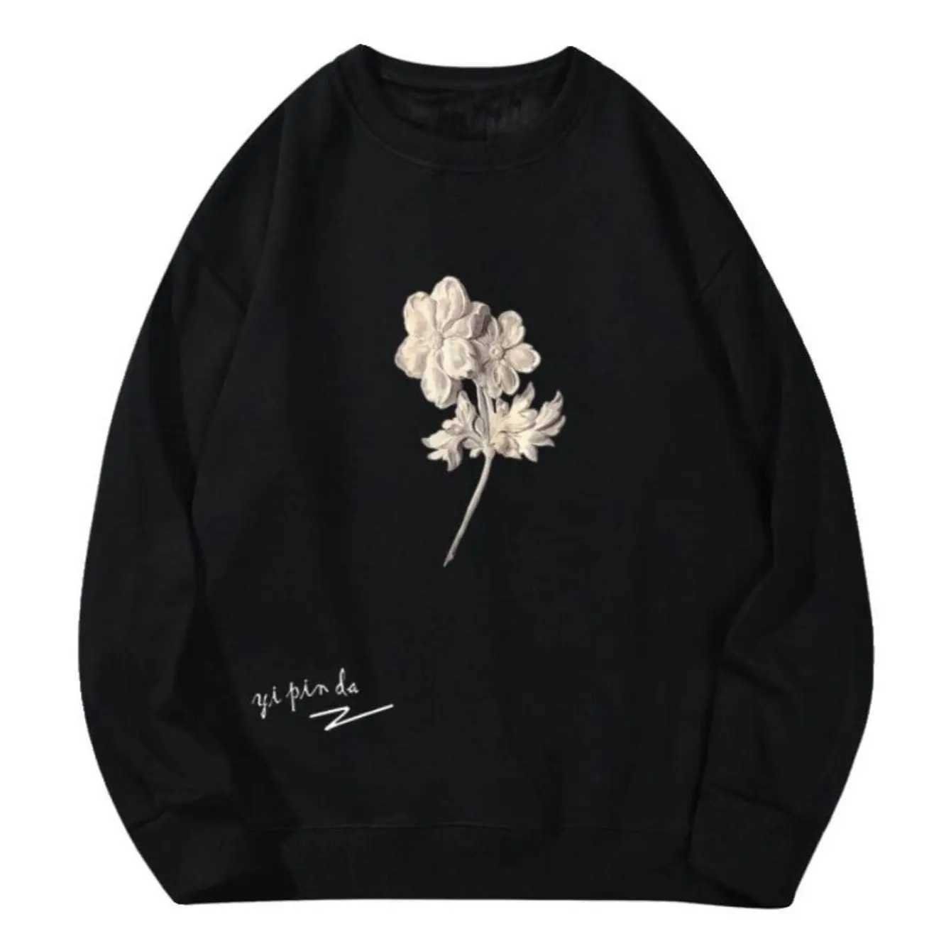 Flower Pattern Printed Autumn and Winter Mens and Womens Long Sleeved Sportswear for Casual and Loose Outdoor Street Sports J251021