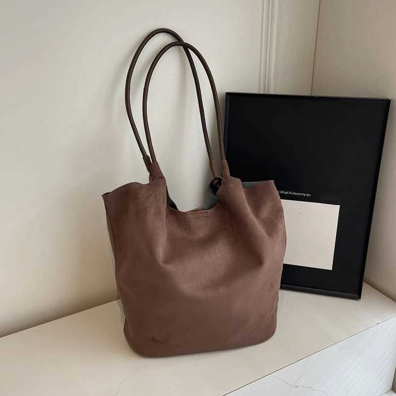 Women Suede Shoulder Bags Work Travel Tote Womens Handbags Large Capacity Bag Solid Color Simple Casual Commuter BagL251023