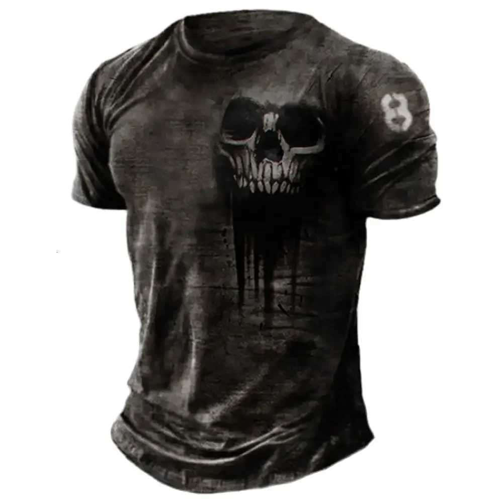 Mens Tshirts Summer 3d Vintage Horror Skull Top Hip Hop Rock Streetwear Oneck Short Sleeve Tee Oversized Tees Male ClothesXJ251023