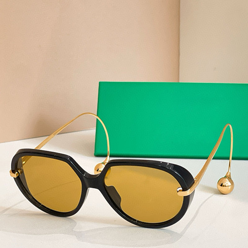 Luxury Metal Square Sunglasses Womens Mens Designer Oversized Glasses BV1436S Unique Droplet Shaped Legs Retro Party Style