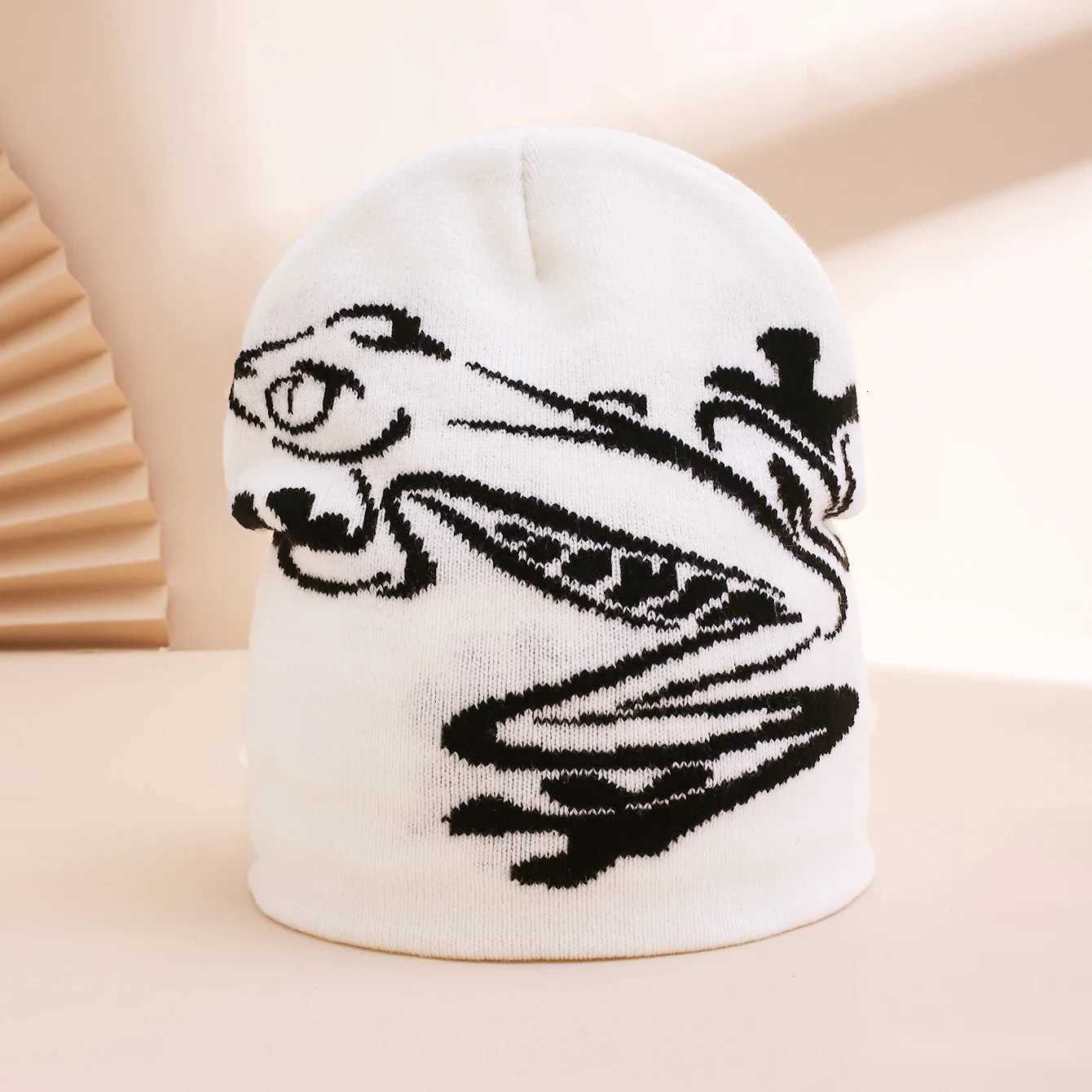 Autumn Winter New Frog Jacquard Knit Hat Fashionable Elastic Woolen Cap Street Style Warm Beanie Stylish Cold Weather HeadwearXJ251023