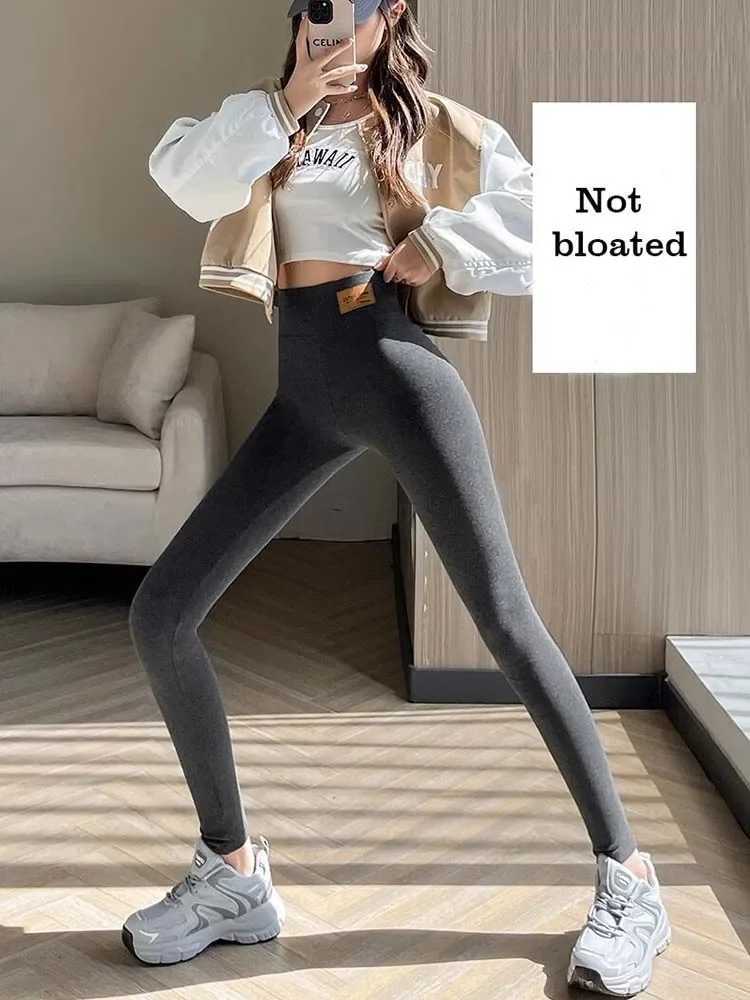 Women Leggings Autumn Winter Velvet Thickened Cotton Female Legging High Waist Solid Casual Fleece Warm Tights Pants WomenT251023