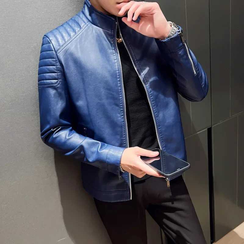 Spring Autumn Fashion For Men Trendy Leather Jacket Loose Fit Casual Scene Chinese Mainland Origin High Quality Synthetic Leathe W251023
