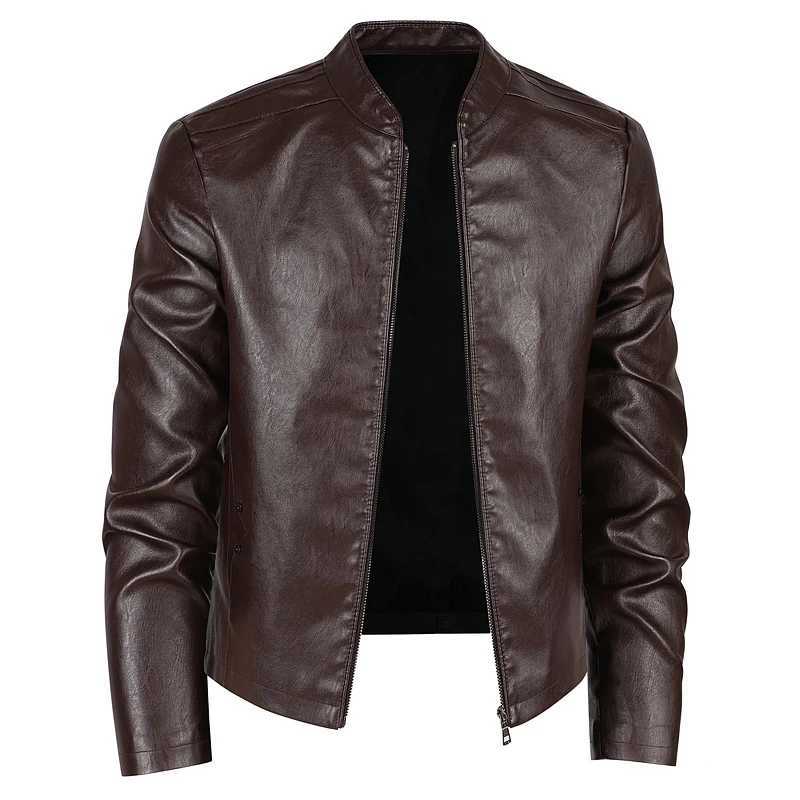 PU Leather Jackets Mens Business Fit Brand Slim Men Casual Biker Zipper Motorcycle Leather Jackets Male New Mens Leather Jacket W251023