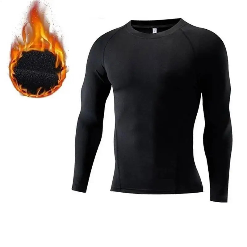 Winter Warm Men Underwear Fleece Thermal Undershirts Long Sleeve Compression Tights Fitness Workout Sports Tracksuit Tops 251023