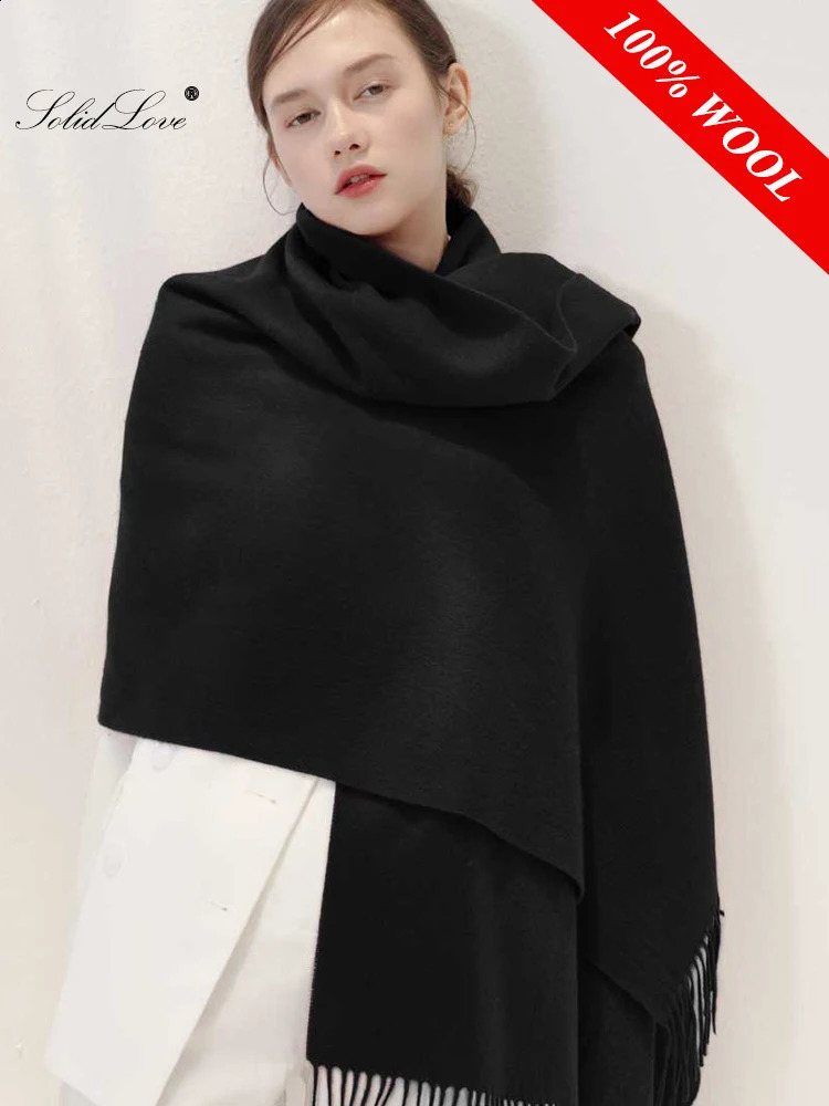 100 Wool Scarf Women Thick Cashmere Winter Scars Shawls Fashion Female Pashmina Scarves Oversized Keep Warm Warps 300g 251021