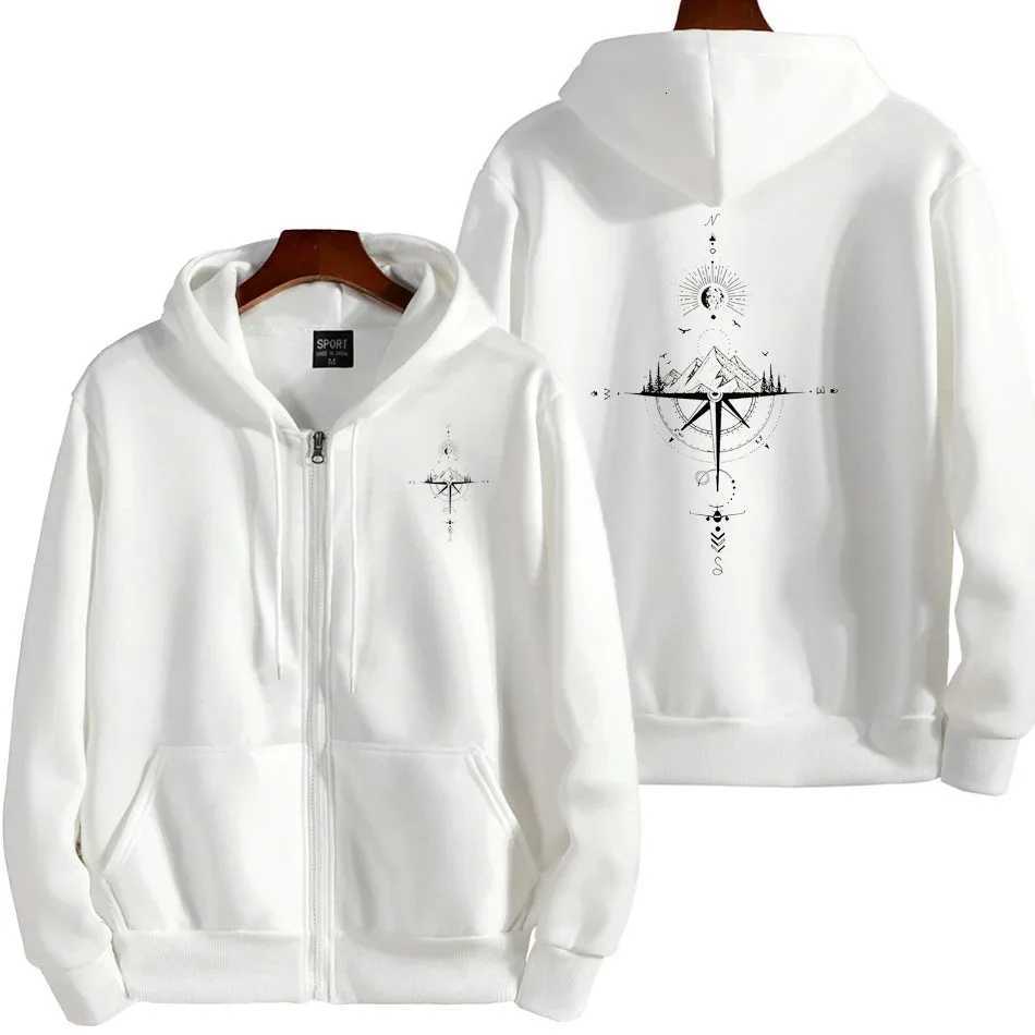 Zip Hoodies for Men Print Hooded Long Sleeve Sports Tops Mens ClothesT251023