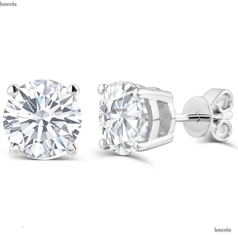 Real Sterling Sier Stud Classic 6-8mm Round Created Moissanite Earrings for Women wedding Jewelry female CX200624