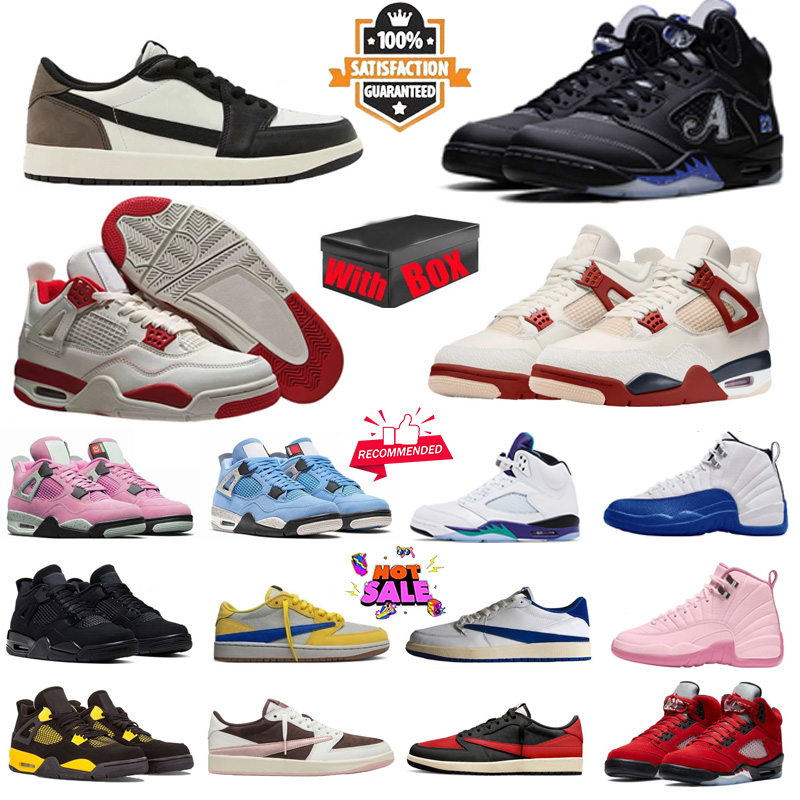 with box designer Basketball Shoes sneakers 5s pink Grape Black Cat pizza Cave Stone 4s University Sierra red blue Rear Cozy Girl 12s Blueberry 1s with time 36-47
