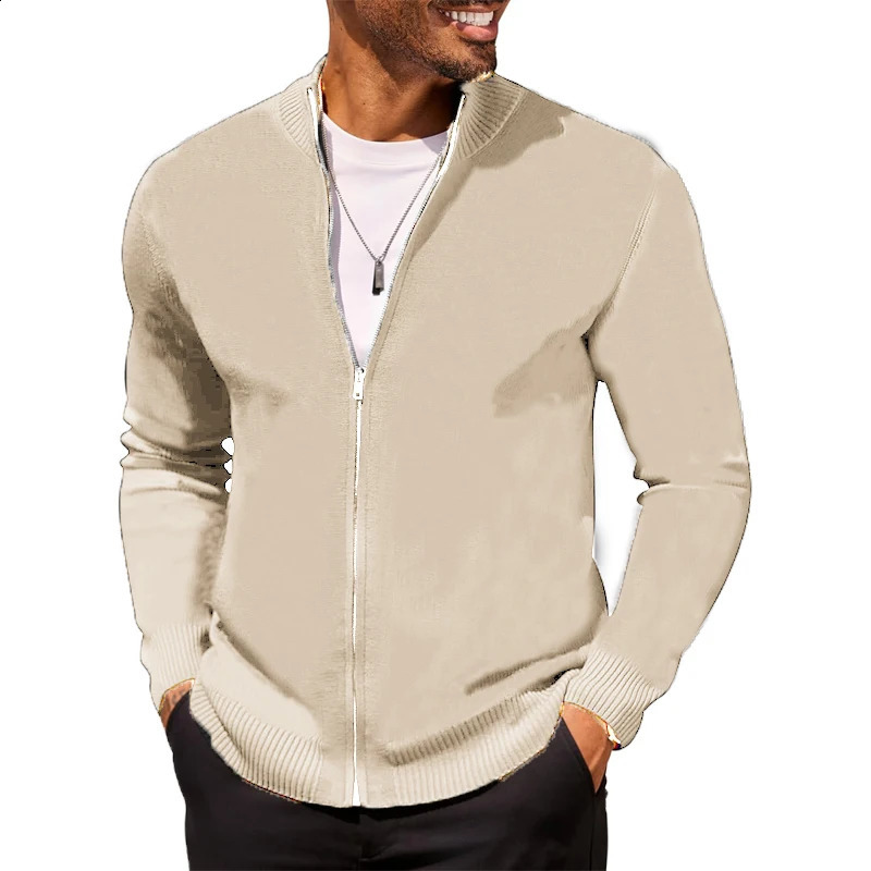 Animal Game Mens Knit Cold Blouse Zipper Cardigan Sweaters Stand Collar Casual Sweater Jumper Woolen Warm Knitwear Streetwear 251023